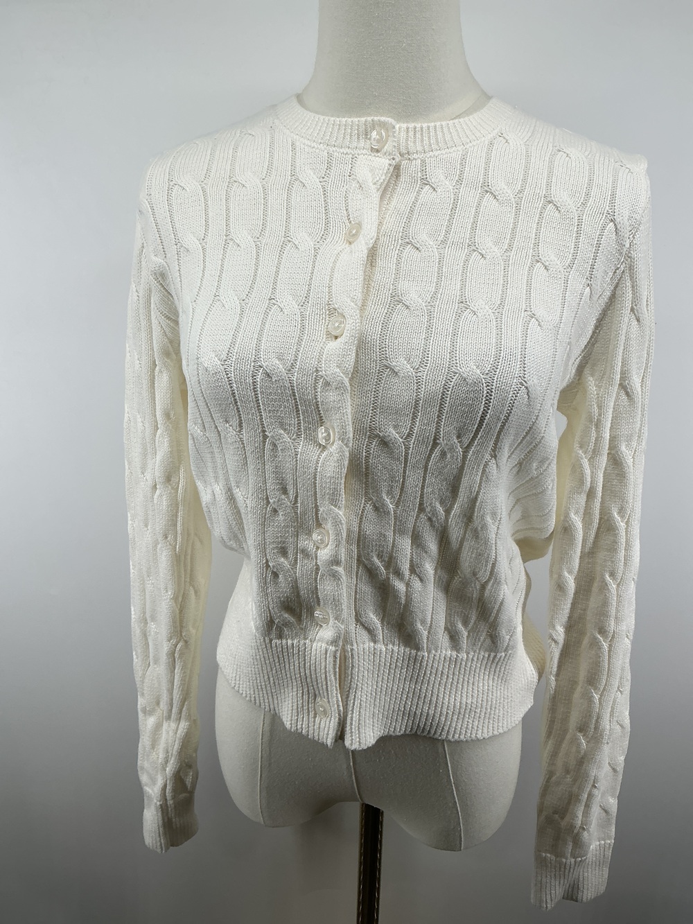 100% Organic Cotton Cable Crew Cardigan